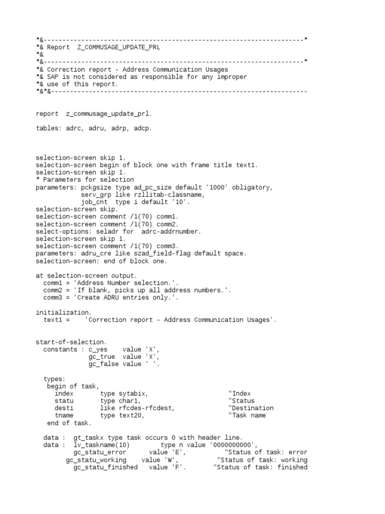 Z Commusage Update PRL PDF Parameter Programming) Computing