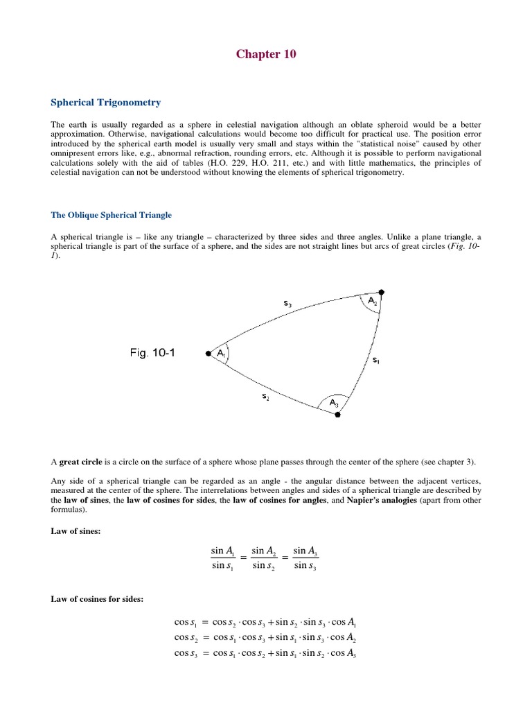 Spherical Trigonometry Essentials | PDF | Trigonometric Functions | Sine
