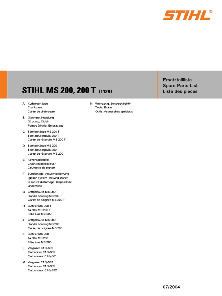 Vue Éclatée MS200T - MS200 | PDF | Propulsion | Moteur à combustion interne