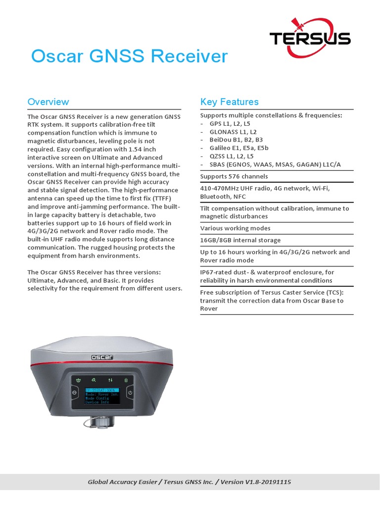 Oscar GNSS Receiver: Key Features | PDF | Radio | Global Positioning System