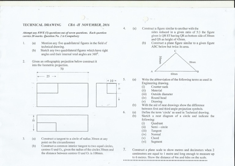 Technical Drawing Cba - II 2016 | PDF