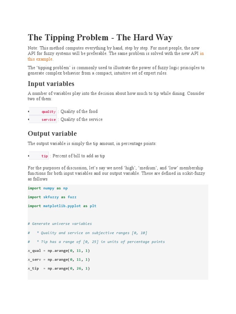 Fuzzy Logic in Tipping Problem | PDF | Fuzzy Logic | Computing