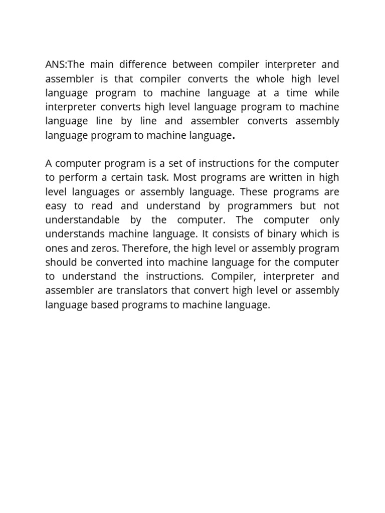 Ans Compiler Assembler | PDF