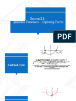 2.1 - Quadratic Functions - Exploring Forms