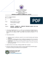 School Memorandum On The Conduct of Inset Training