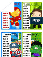 Tablas de multiplicar  super heroes