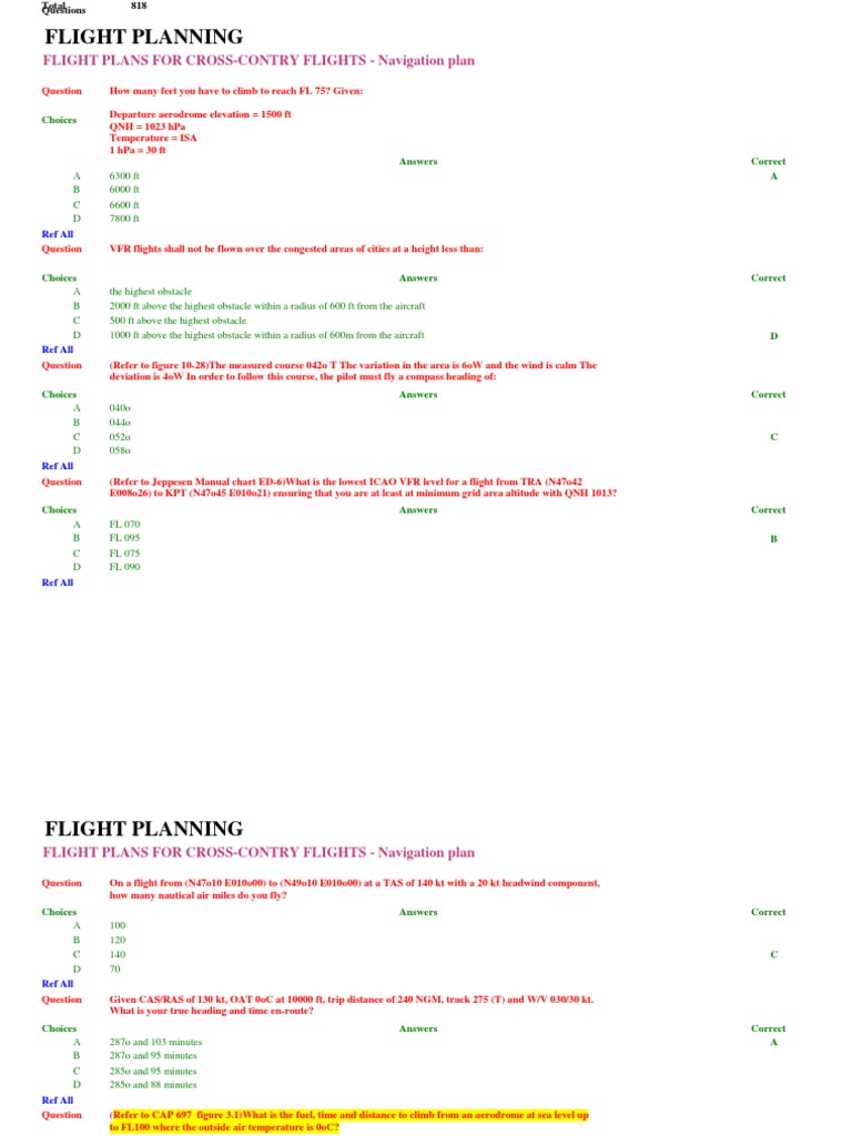 FLIGHT PLANNING Ref ALL | PDF | Airspeed | Aviation