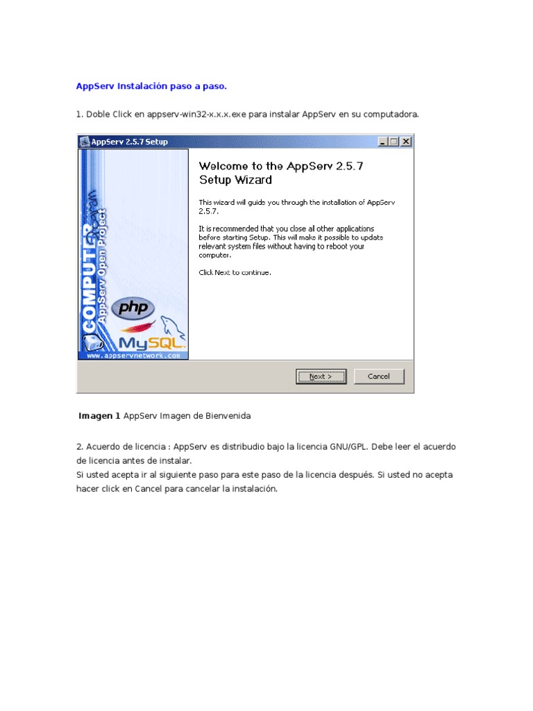 Guía de Instalación de AppServ | PDF | Servidor HTTP Apache | Mi sql