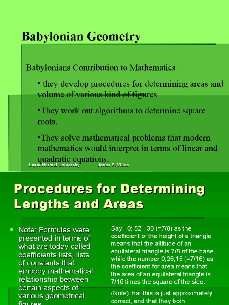 Babylonian Geometry and Number Systems | PDF | Area | Circle