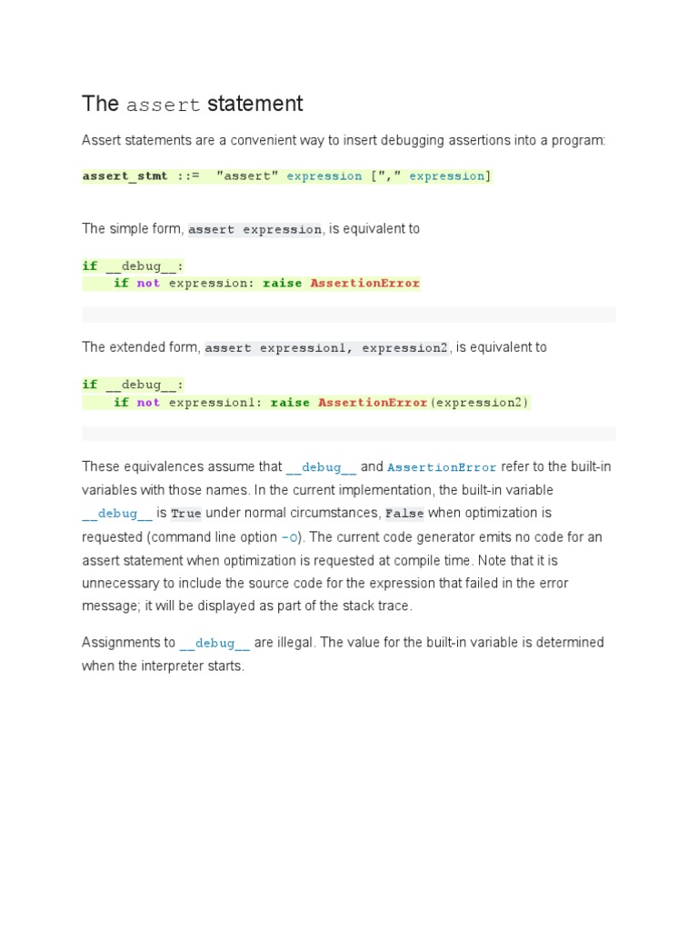 The Assert Statement PDF