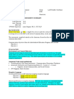 Speech-Language Assessment Summary: UW Speech and Hearing Clinic & UW Experimental Education Unit