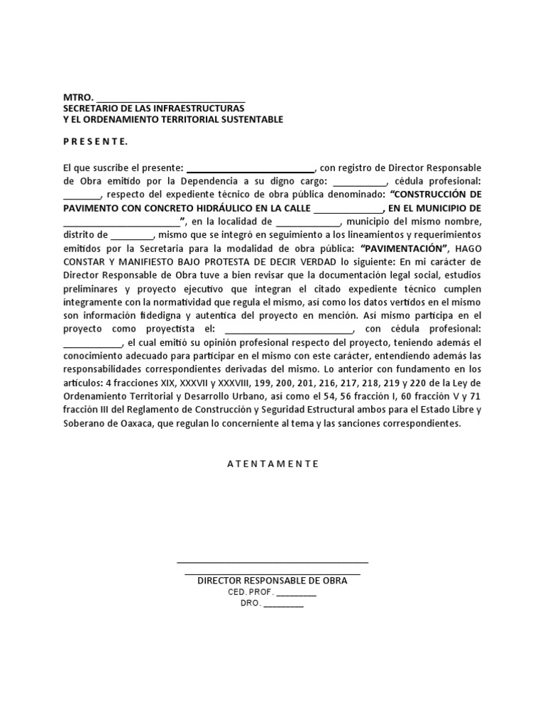 A) Carta Bajo Protesta de Decir Verdad | PDF