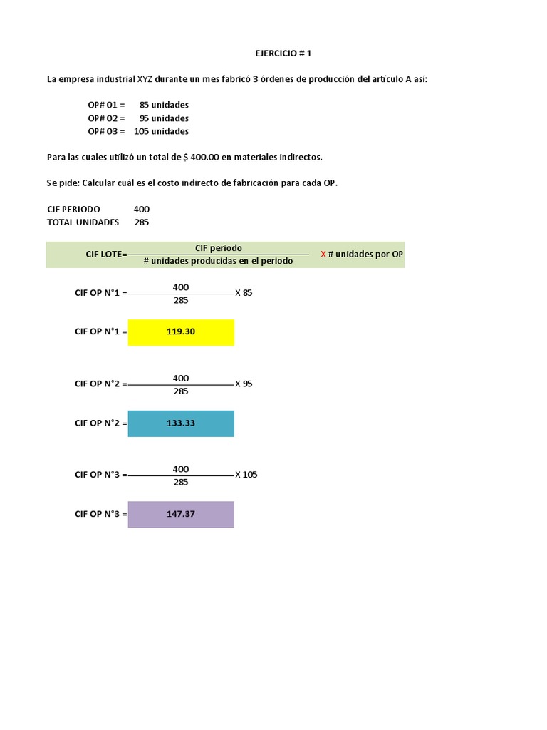Ejercicios de Contabilidad de Costos | PDF | Economias | Business