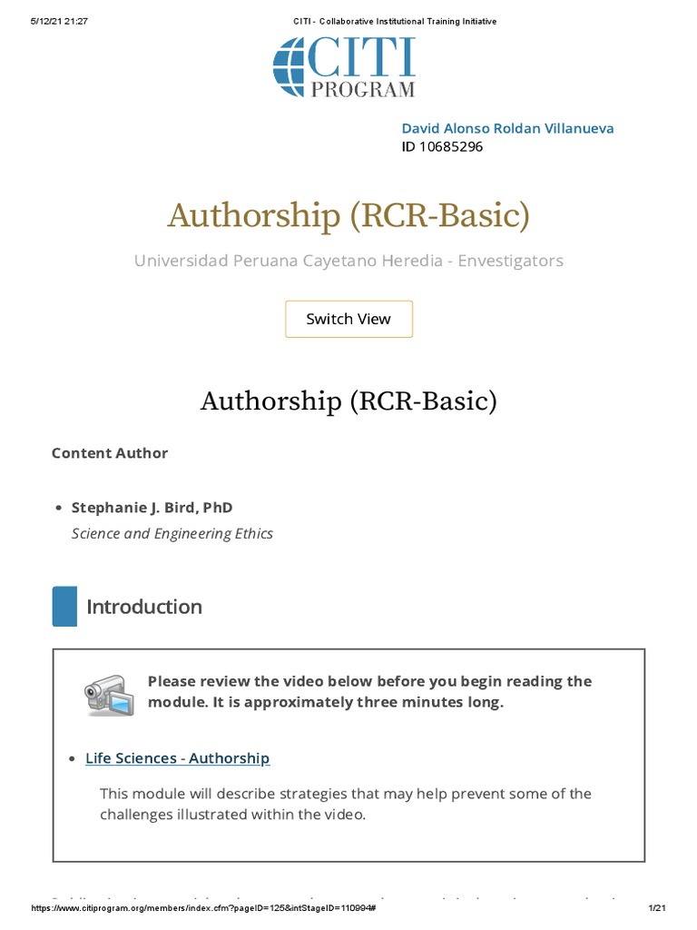 Citi Collaborative Institutional Training Initiative 8 Pdf Author