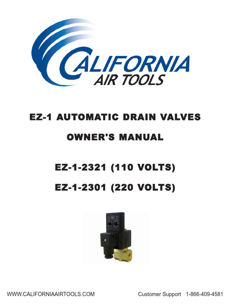 Ez1 Automatic Drain Valves Owner'S Manual EZ12321 (110 VOLTS) EZ1