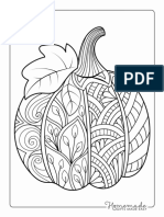 Pumpkin Coloring Pages Decorative Patterned Pumpkin With Leaf