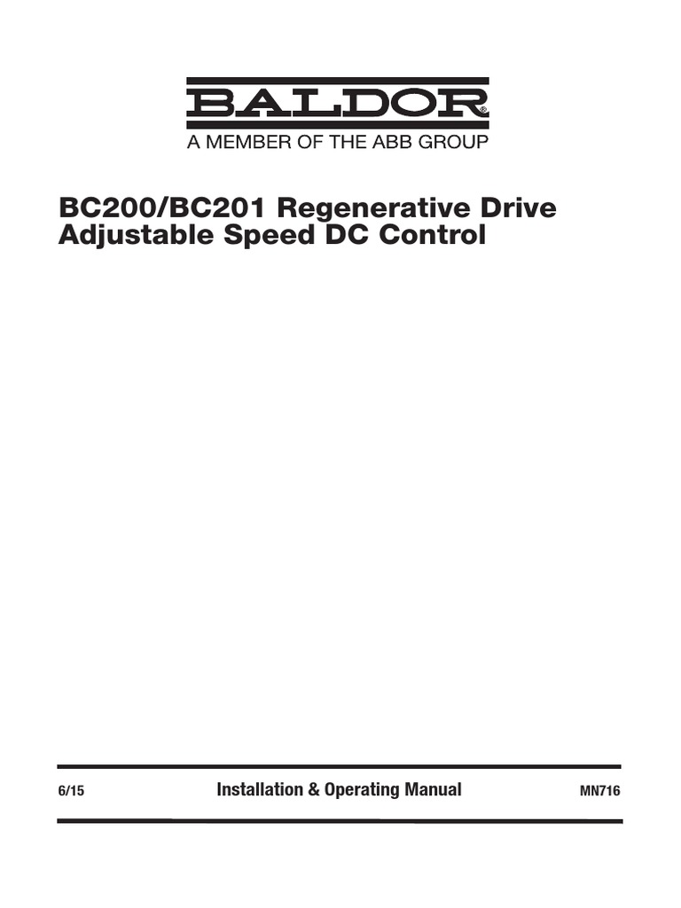BC200/BC201 Regenerative Drive Adjustable Speed DC Control ...