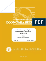 A166 - DTSER - 71 - Pérez, Gerson Javier (2006) - Población y Ley de Zipf en Colombia y la Costa Caribe, 1912 - 1993