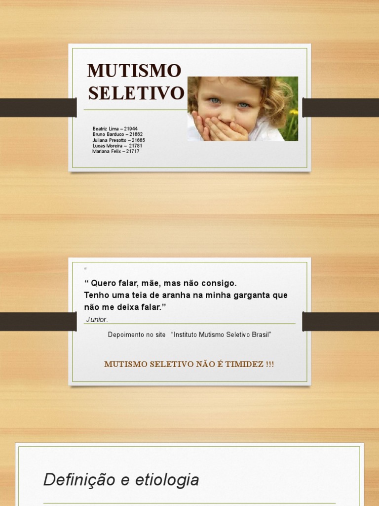 Entendendo o Mutismo Seletivo | PDF | Transtorno de ansiedade social ...