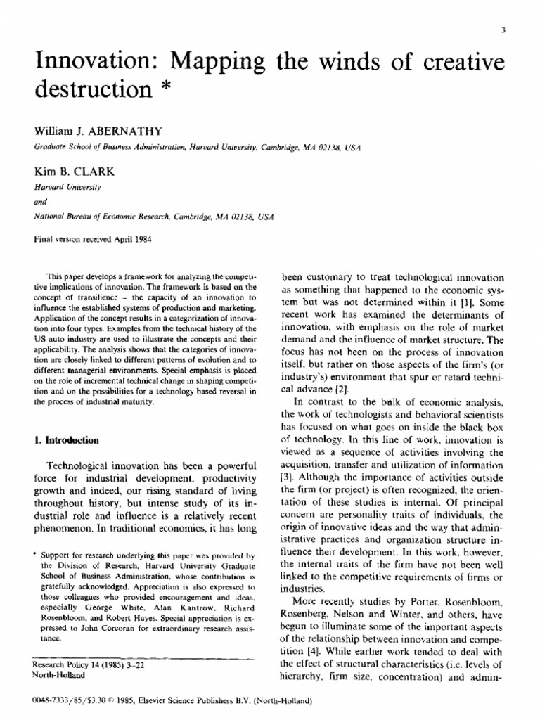 Abernathy-Clark Innovation Framework | PDF