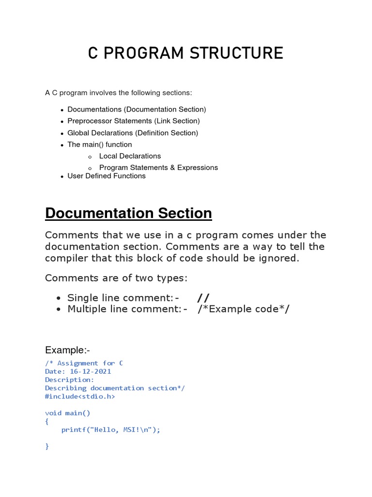 C Program Structure | PDF | C (Programming Language) | Software