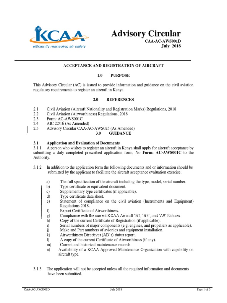 CAA Aircraft Registration Guidelines | PDF | Government