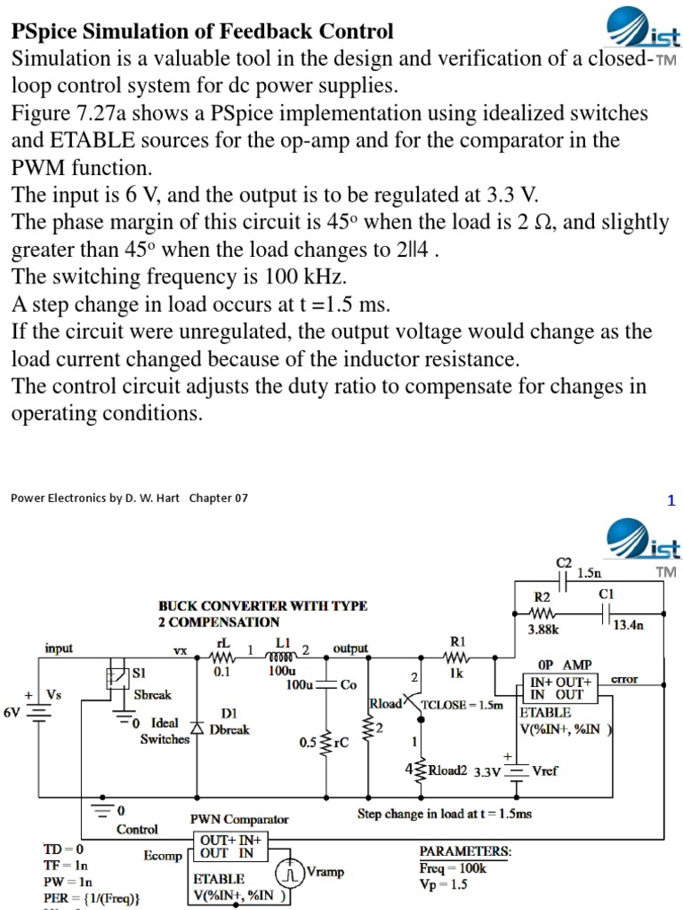 Pspice Simulation of Feedback Control Power Electronics by D. W. Hart