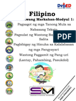 Filipino4-Q2-Mod1of8-Pagsagot NG Mgatanongmulasanabasangteksto, Pagsulatngwastongbaybaymgasalita, Pagbibigaynghinuhangmgapangyayari, Wastonggamitpang-Uri - v2