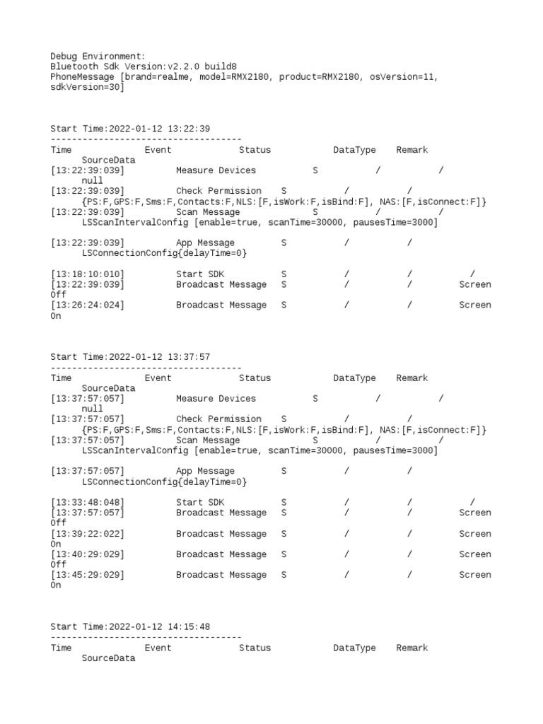 Bluetooth SDK Debug Log Analysis | PDF | Computing | Consumer Electronics
