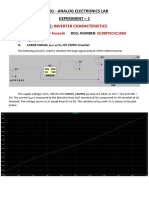 Ee2401 - Analog Electronics Lab Experiment - 1 Title:: Inverter Characteristics