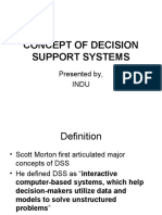 Concept of Decision Support Systems: Presented By, Indu