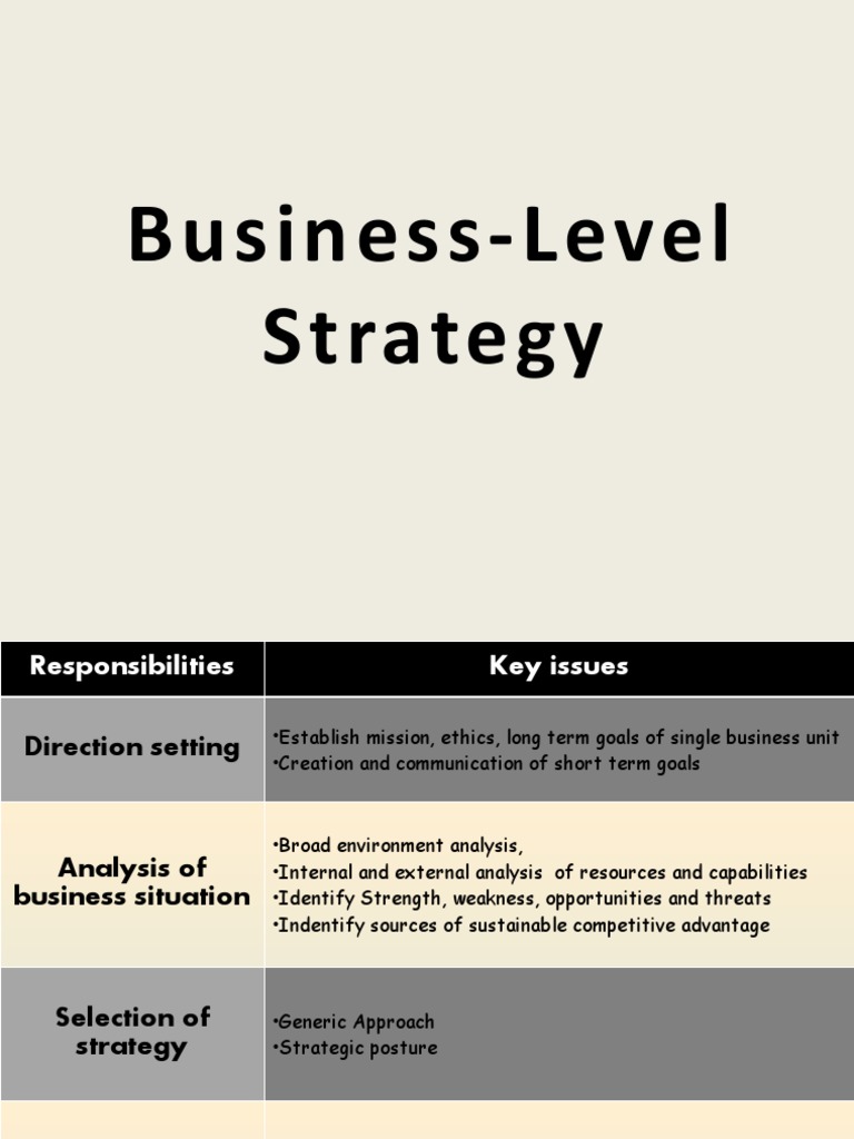 BusinessLevel Strategy PDF Strategic Management Competitive