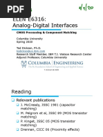 ELEN E6316: Analog-Digital Interfaces: CMOS Processing & Component Matching