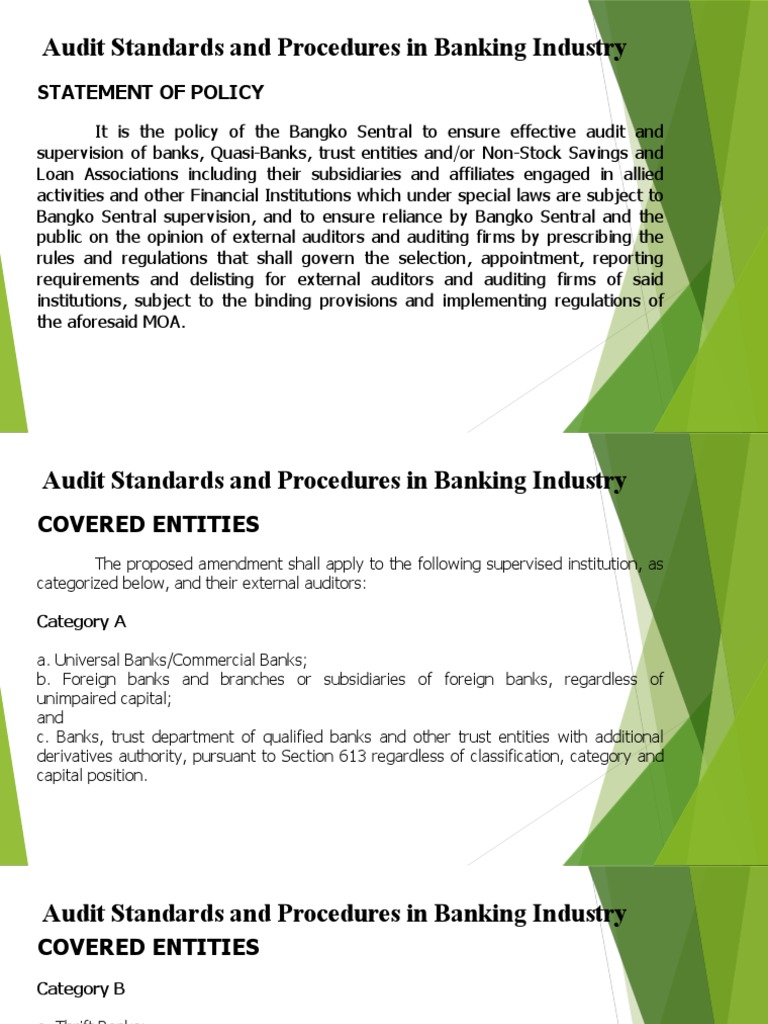 Banking Audit Standards and Procedures | PDF | Audit | Banks