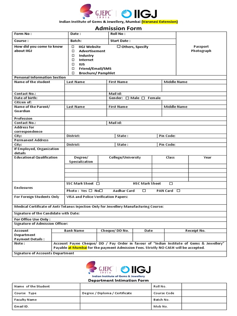 Extension Admission Form | PDF | Payments | Cheque