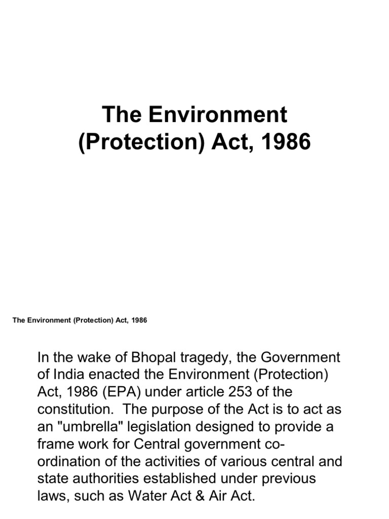 An Overview of the Key Provisions and Regulations Under the Environment