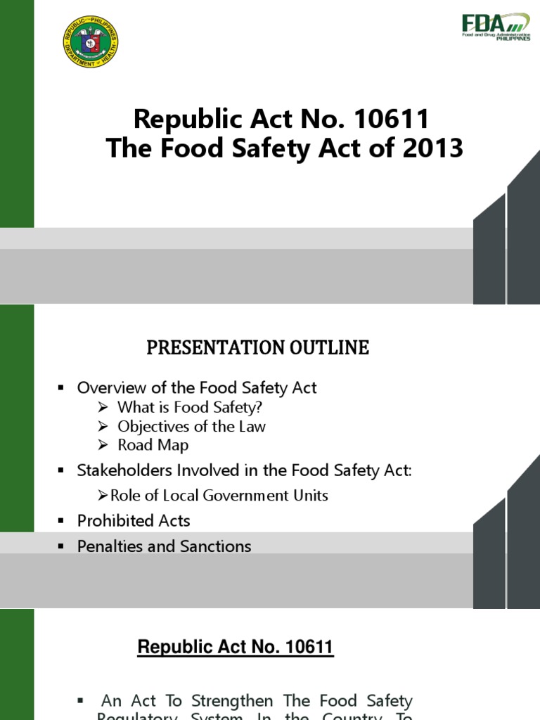 Philippine Food Safety Act Overview | PDF
