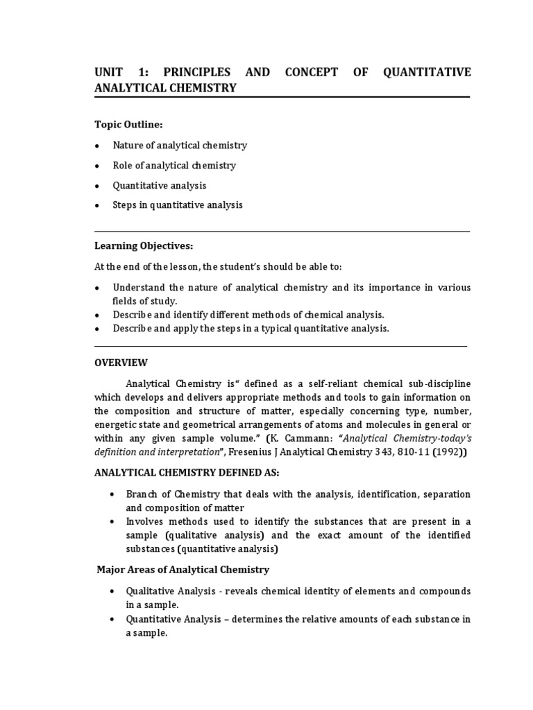 Principles of Quantitative Analysis | PDF | Analytical Chemistry ...