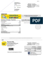 Payment Slip: Summary of Charges / Payments Current Bill Analysis