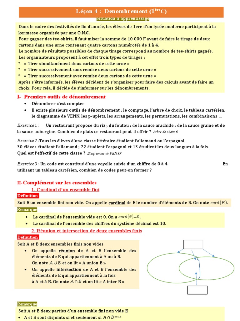 Dénombrement et Cardinalité en Maths | PDF | Ensemble vide | Combinatoire