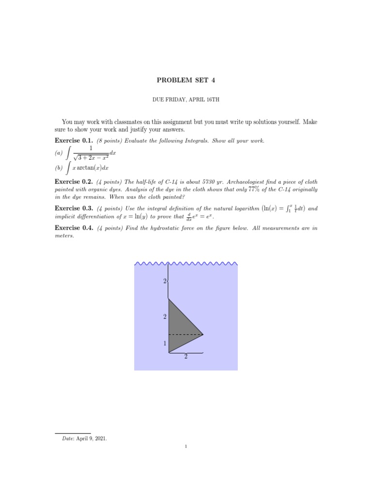 Calculus Problem Set 4 Solutions | PDF | Teaching Methods & Materials
