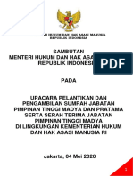 Sambutan Menteri Hukum Dan Hak Asasi Manusia Republik Indonesia Pada
