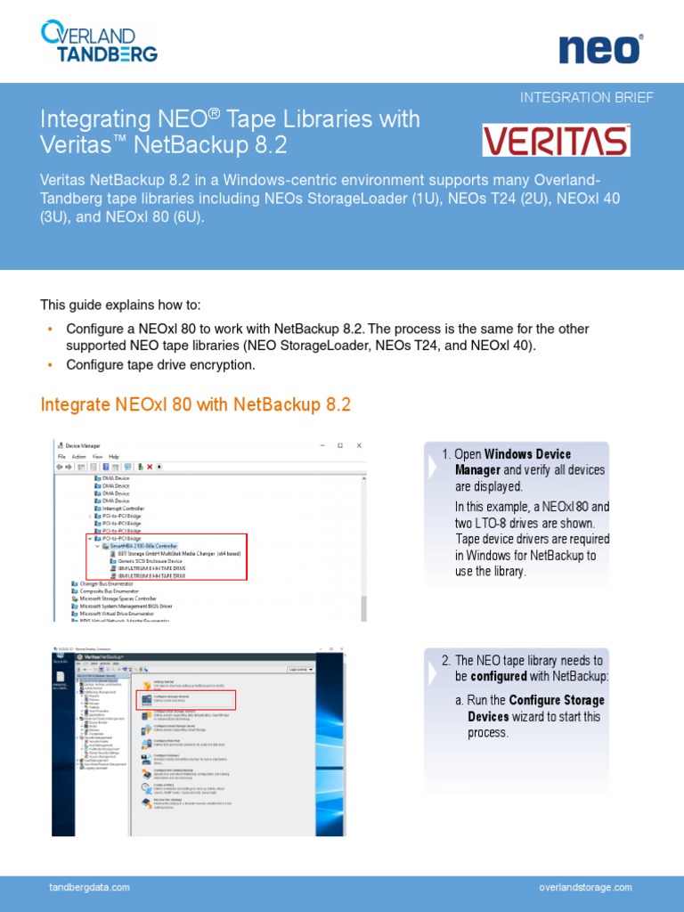Integrating Neo Tape Libraries With Veritas Netbackup 8.2 PDF