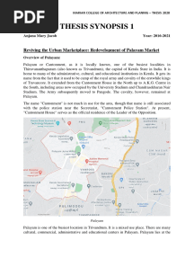 Thesis Synopsis 1: Reviving The Urban Marketplace: Redevelopment of Palayam Market