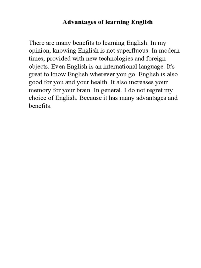 the advantages of learning english essay