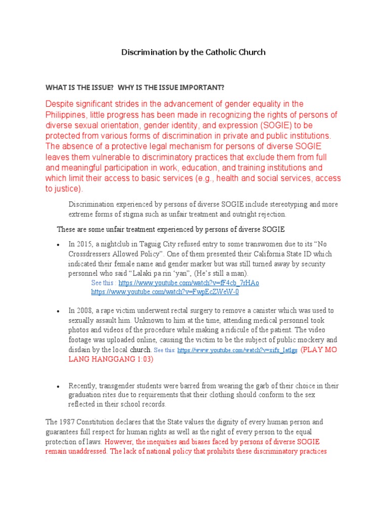 Discrimination Against SOGIE in the Philippines | PDF | Discrimination ...