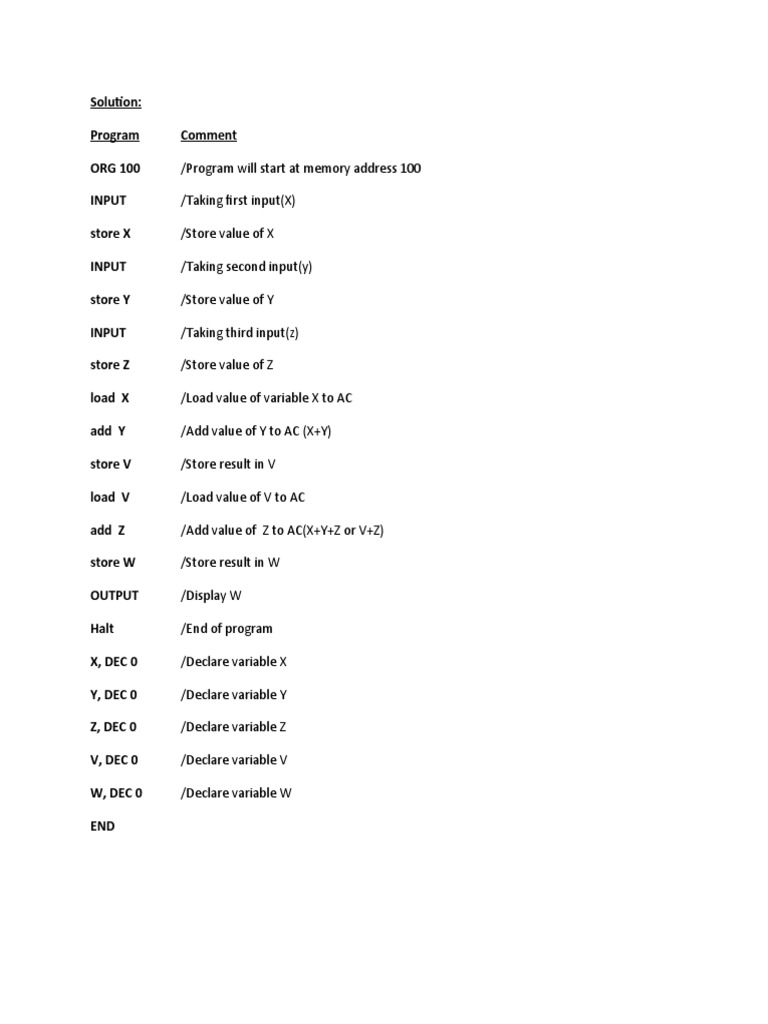 Assembly Program for Summing Inputs | PDF | Computers | Technology ...