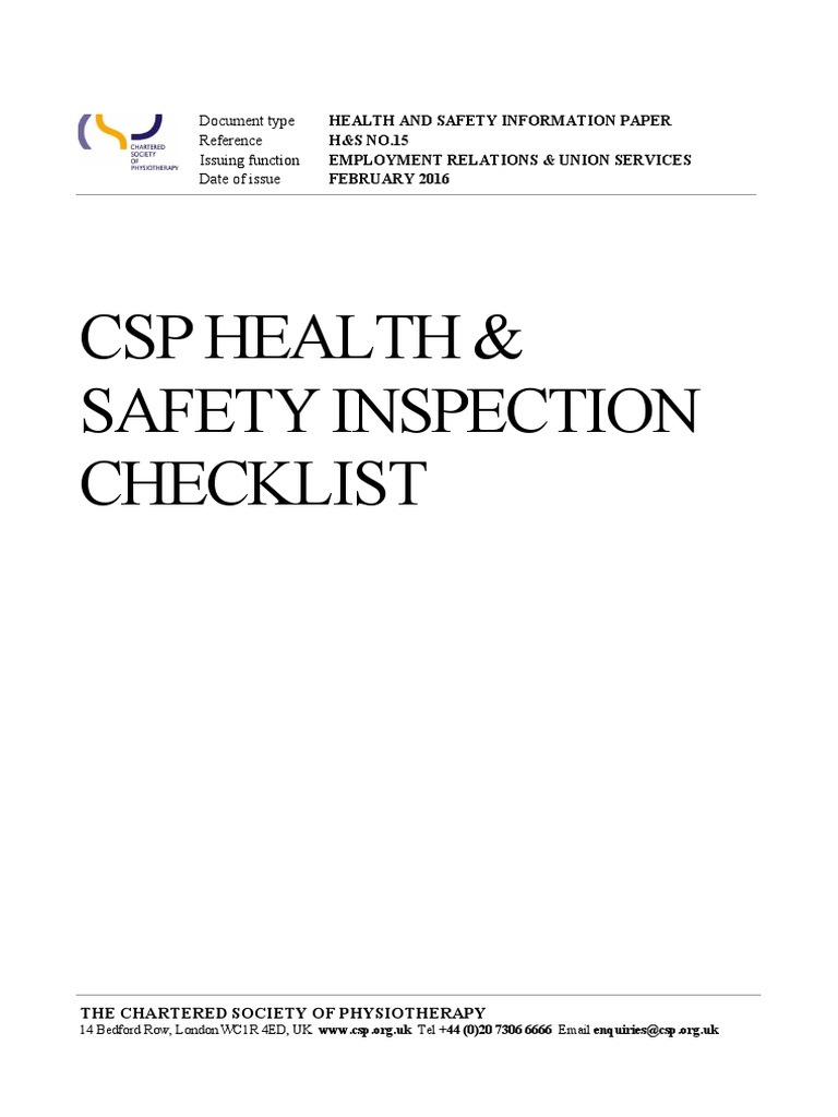 CSP Health and Safety Inspection Checklist 2016 74255 PDF