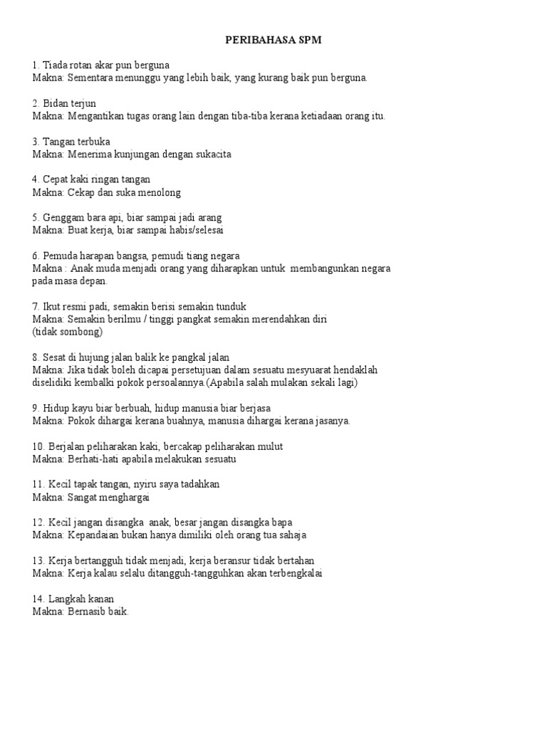 Peribahasa Spm Contoh Lain Pdf