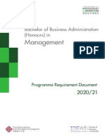 BBA in Management Programme Requirements